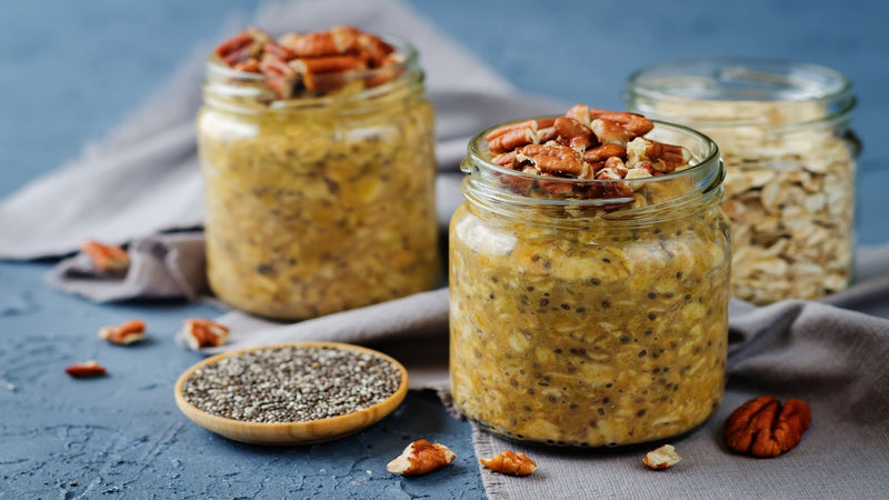 Date Sugar Spiced Overnight Oats with Toasted Pecans