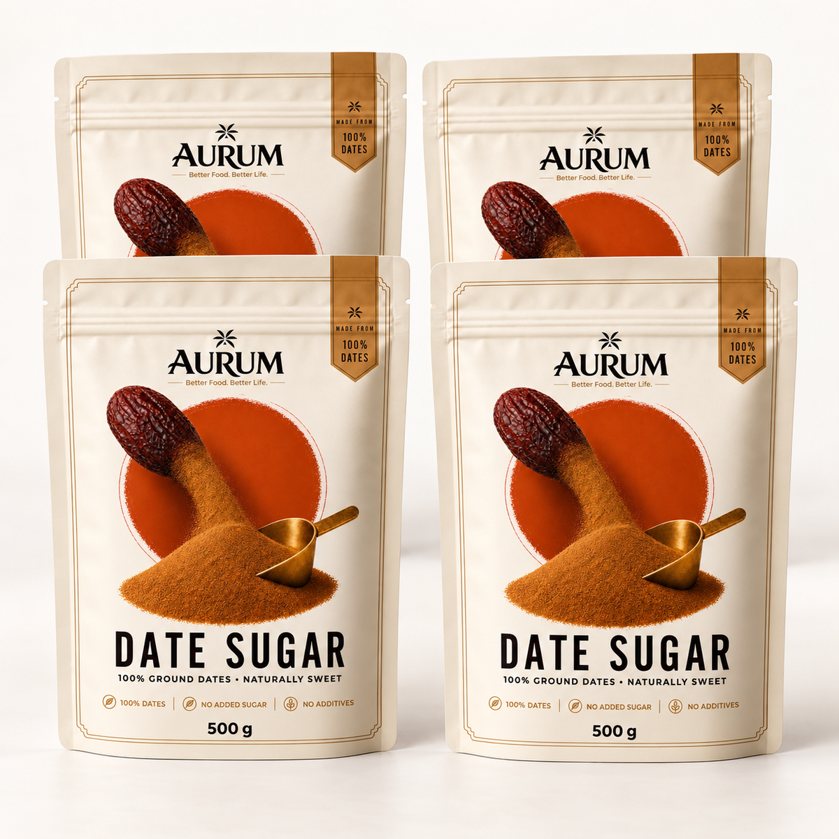 Four Aurum Date Sugar 500 g pouches - 2 kg value pack