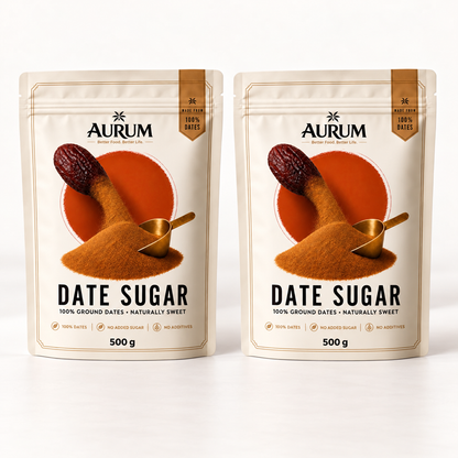 Two Aurum Date Sugar 500 g pouches - 1 kg value pack